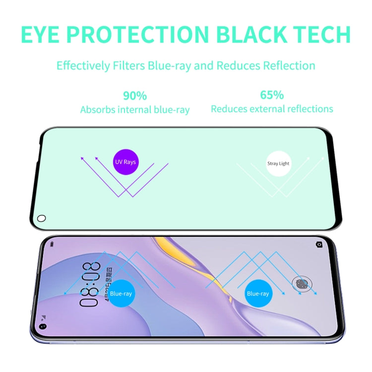 For Huawei Nova 7 SE/Honor 30S ENKAY Hat-Prince 0.26mm 9H 6D Curved Full Screen Eye Protection Green Film Tempered Glass Protector
