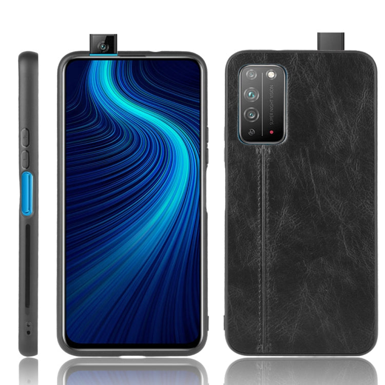 For Huawei Honor X10 Shockproof Sewing Cow Pattern Skin PC + PU + TPU Case