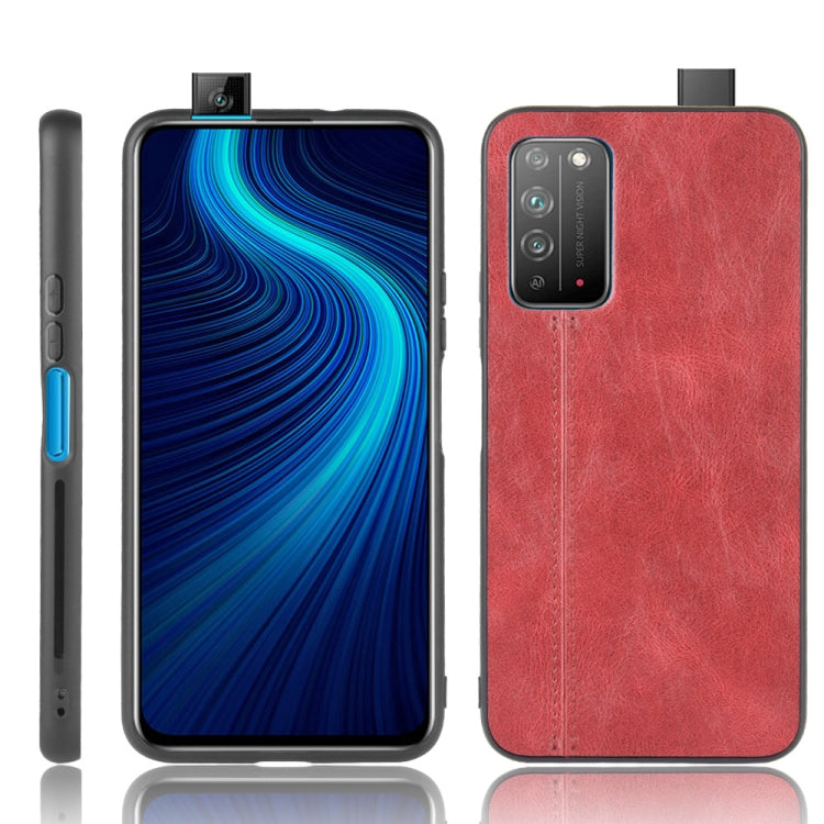 For Huawei Honor X10 Shockproof Sewing Cow Pattern Skin PC + PU + TPU Case