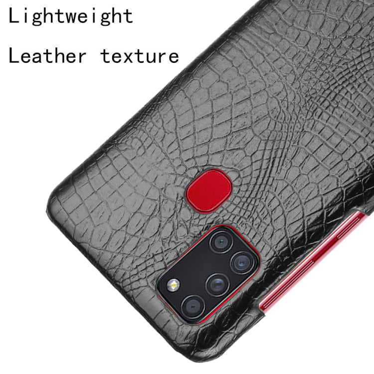 For Samsung Galaxy A21s Shockproof Crocodile Texture PC + PU Case