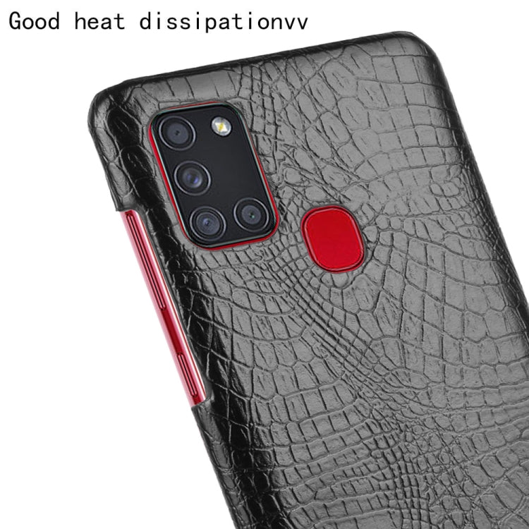 For Samsung Galaxy A21s Shockproof Crocodile Texture PC + PU Case