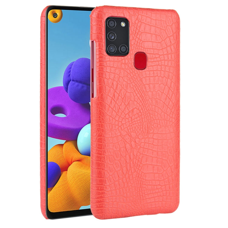For Samsung Galaxy A21s Shockproof Crocodile Texture PC + PU Case