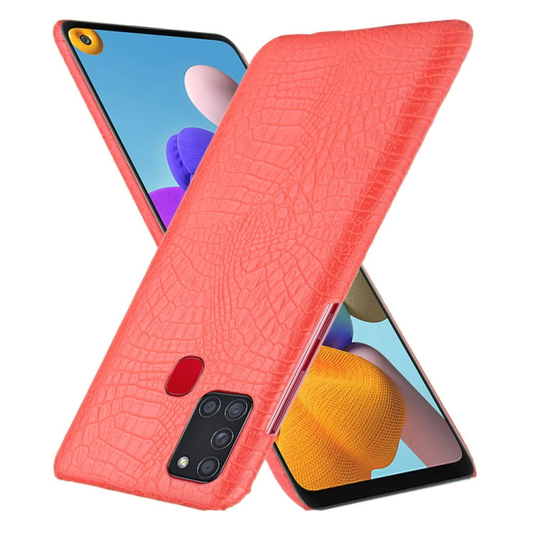 For Samsung Galaxy A21s Shockproof Crocodile Texture PC + PU Case
