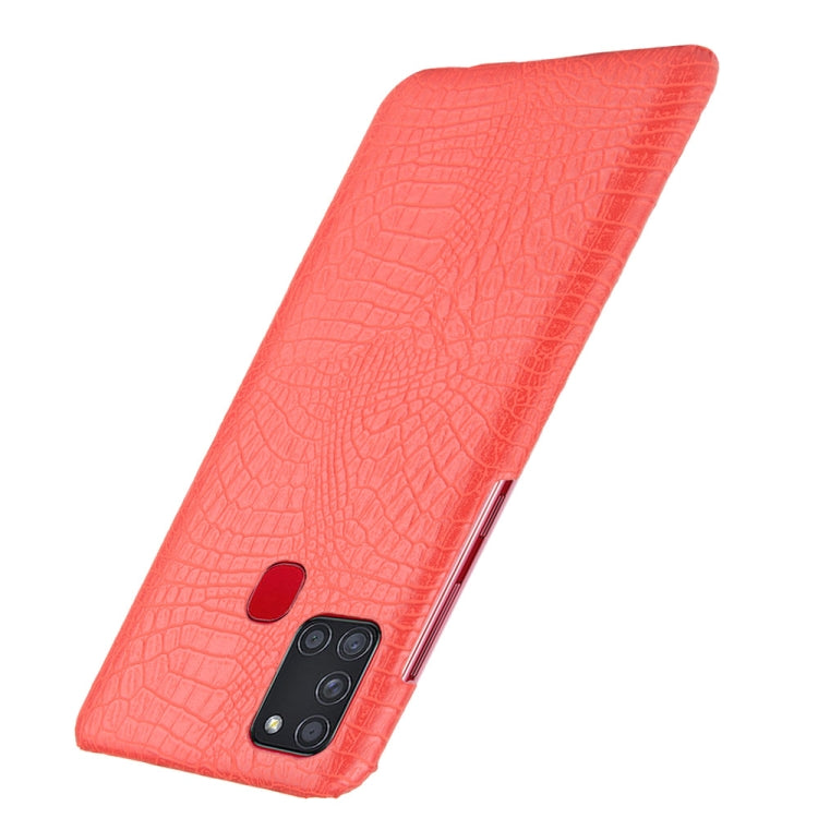 For Samsung Galaxy A21s Shockproof Crocodile Texture PC + PU Case
