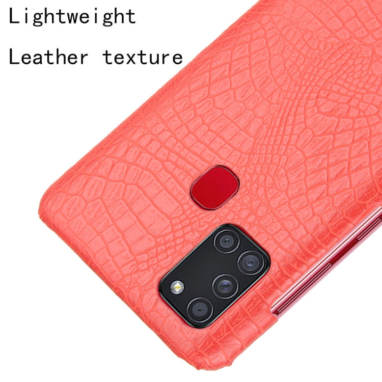 For Samsung Galaxy A21s Shockproof Crocodile Texture PC + PU Case