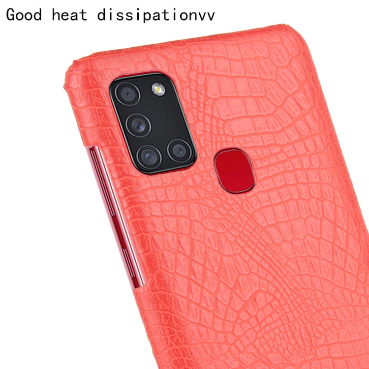 For Samsung Galaxy A21s Shockproof Crocodile Texture PC + PU Case