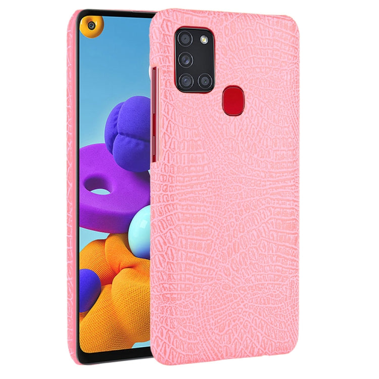 For Samsung Galaxy A21s Shockproof Crocodile Texture PC + PU Case
