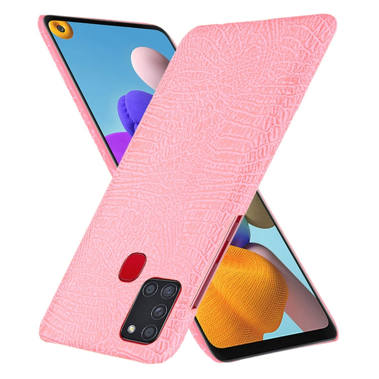 For Samsung Galaxy A21s Shockproof Crocodile Texture PC + PU Case