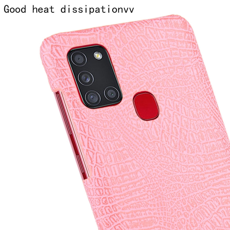 For Samsung Galaxy A21s Shockproof Crocodile Texture PC + PU Case