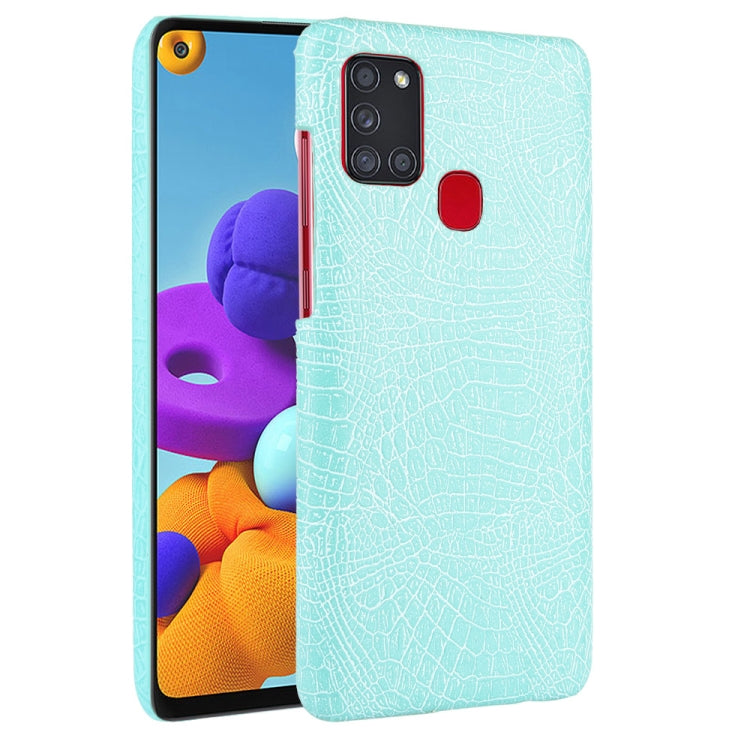 For Samsung Galaxy A21s Shockproof Crocodile Texture PC + PU Case