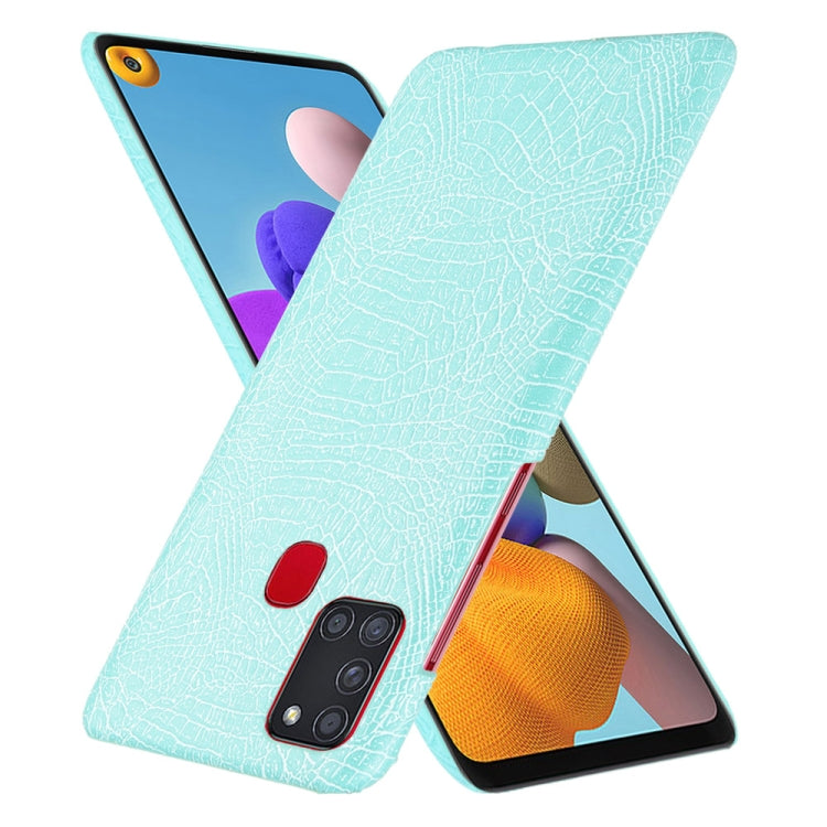 For Samsung Galaxy A21s Shockproof Crocodile Texture PC + PU Case