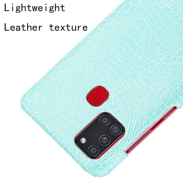For Samsung Galaxy A21s Shockproof Crocodile Texture PC + PU Case