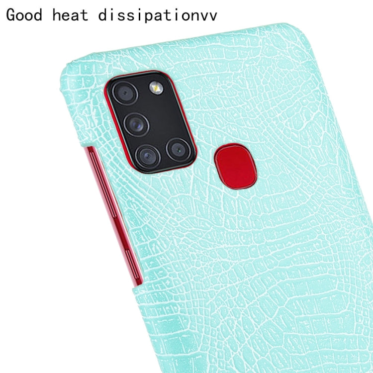 For Samsung Galaxy A21s Shockproof Crocodile Texture PC + PU Case