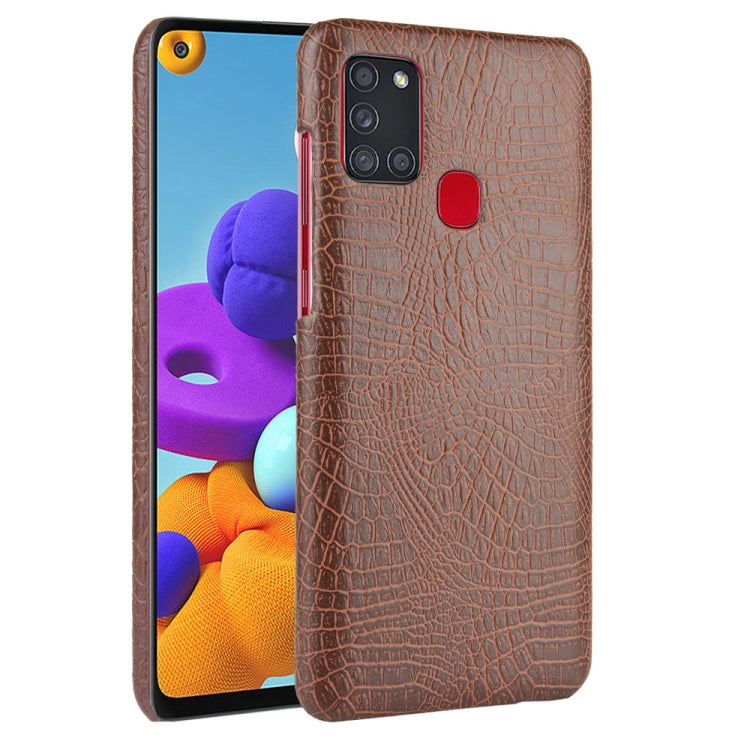 For Samsung Galaxy A21s Shockproof Crocodile Texture PC + PU Case