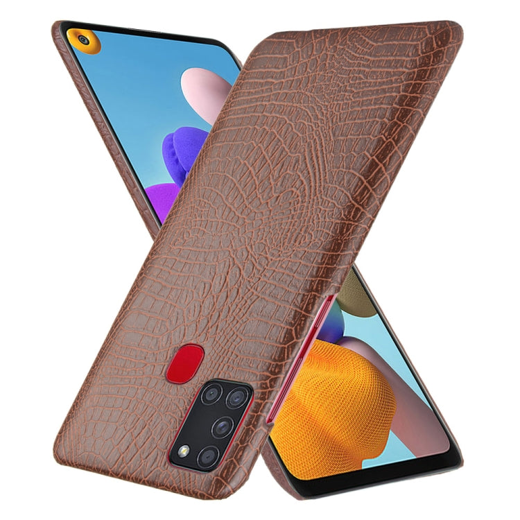 For Samsung Galaxy A21s Shockproof Crocodile Texture PC + PU Case