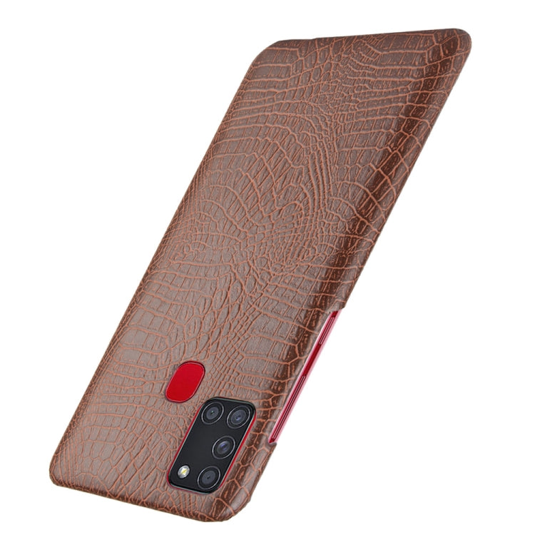 For Samsung Galaxy A21s Shockproof Crocodile Texture PC + PU Case
