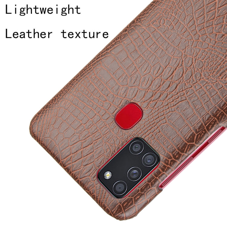 For Samsung Galaxy A21s Shockproof Crocodile Texture PC + PU Case