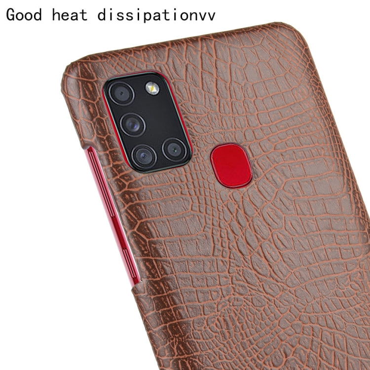 For Samsung Galaxy A21s Shockproof Crocodile Texture PC + PU Case