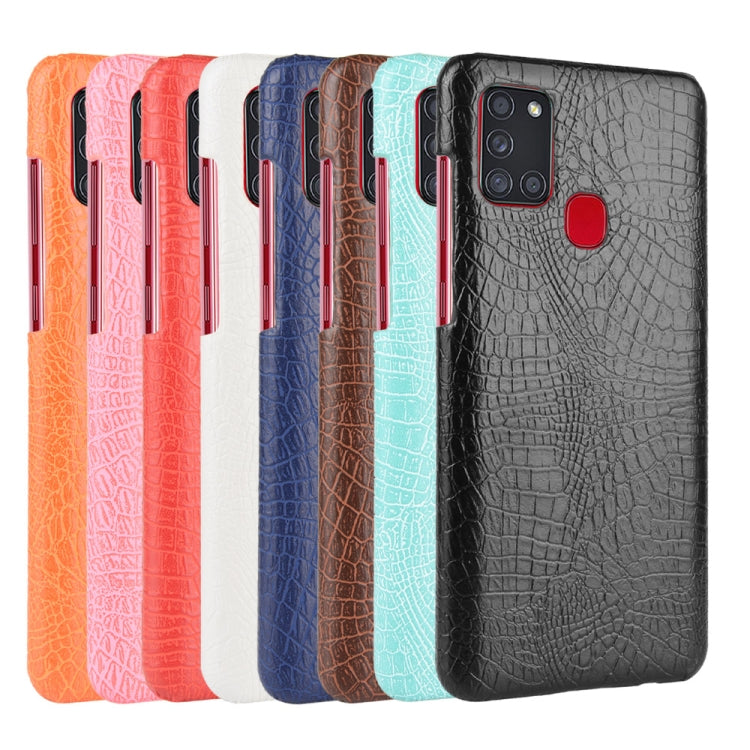 For Samsung Galaxy A21s Shockproof Crocodile Texture PC + PU Case