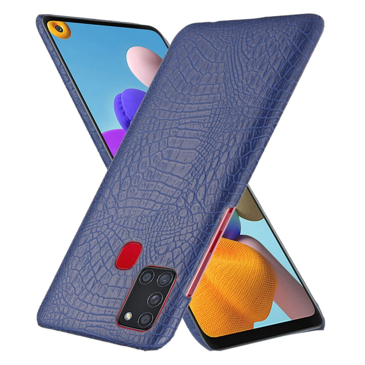 For Samsung Galaxy A21s Shockproof Crocodile Texture PC + PU Case