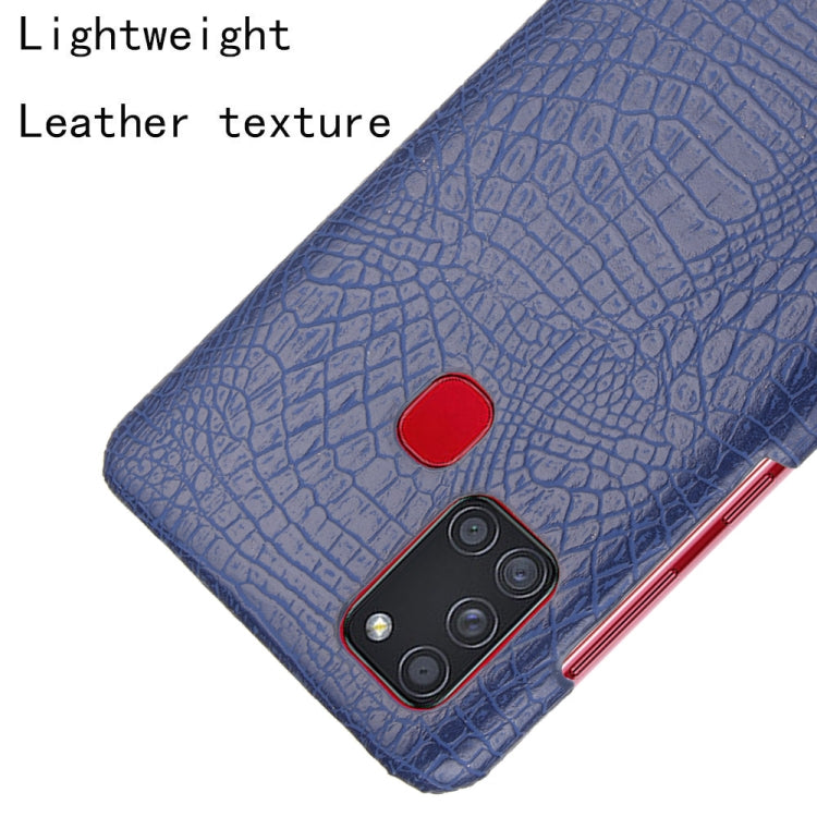 For Samsung Galaxy A21s Shockproof Crocodile Texture PC + PU Case