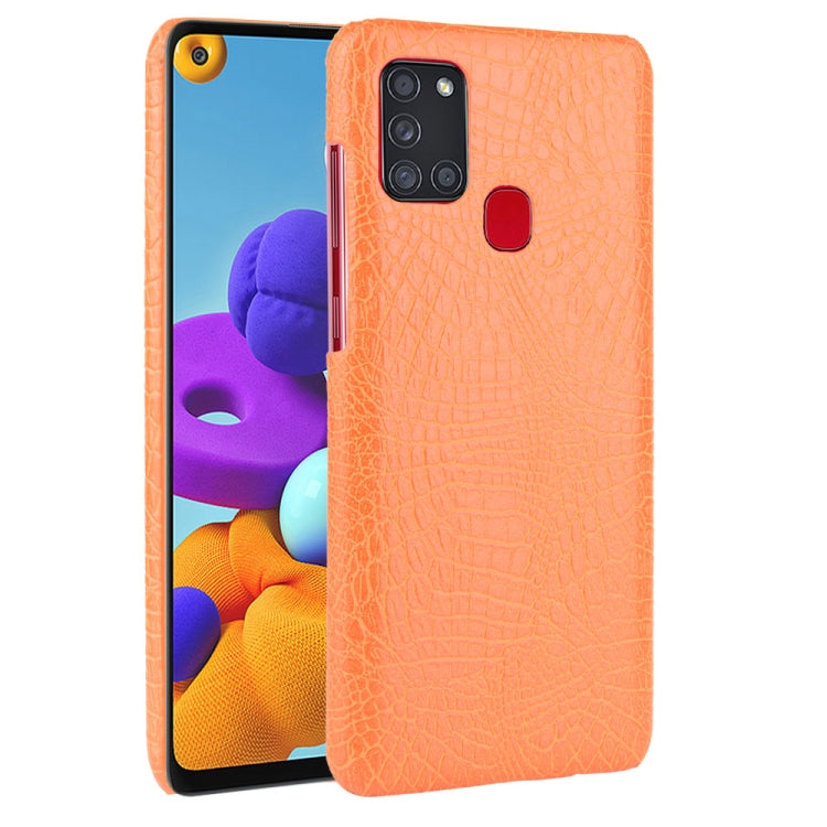 For Samsung Galaxy A21s Shockproof Crocodile Texture PC + PU Case
