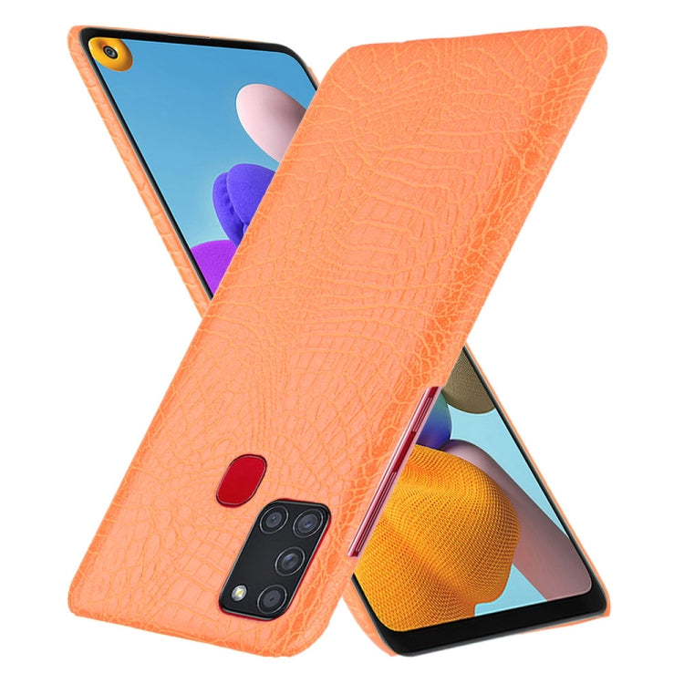 For Samsung Galaxy A21s Shockproof Crocodile Texture PC + PU Case
