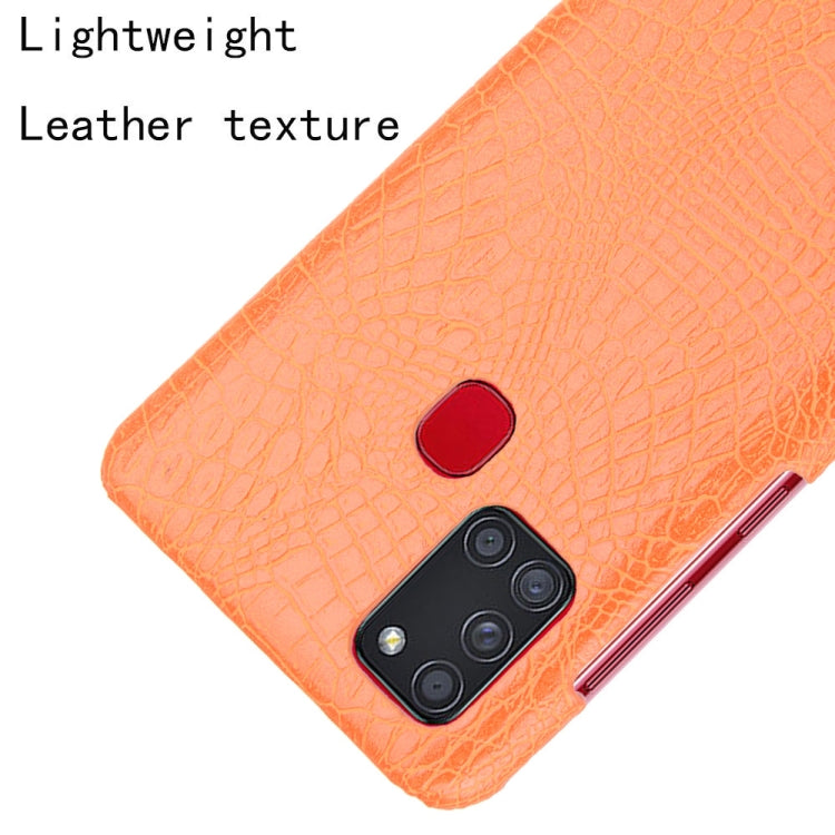 For Samsung Galaxy A21s Shockproof Crocodile Texture PC + PU Case