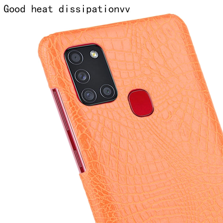 For Samsung Galaxy A21s Shockproof Crocodile Texture PC + PU Case
