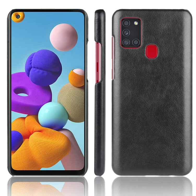 For Samsung Galaxy A21s Shockproof Litchi Texture PC + PU Case