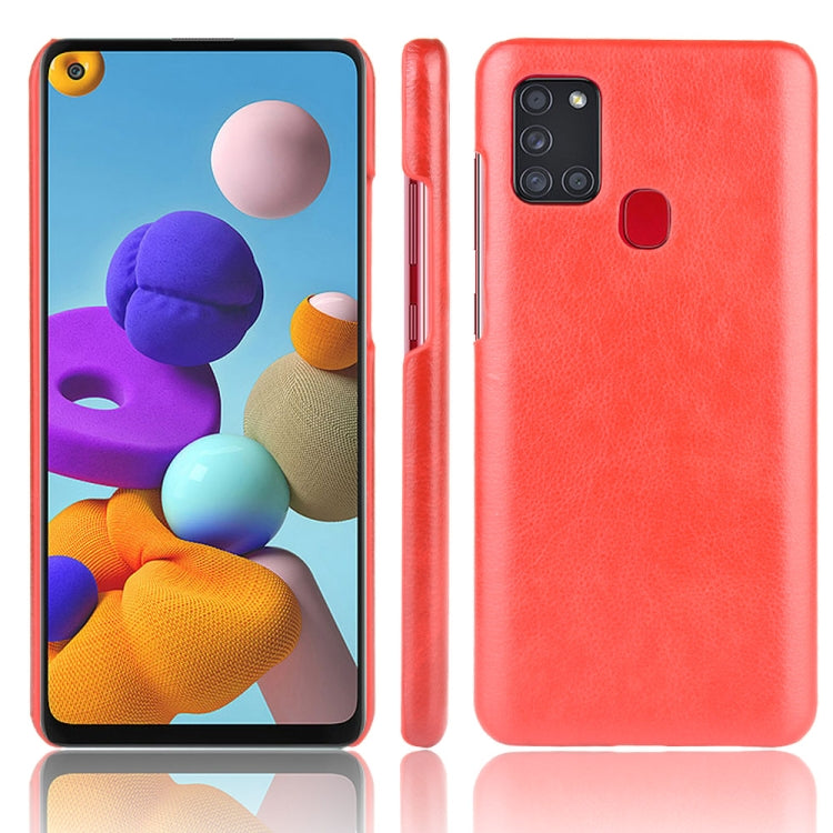 For Samsung Galaxy A21s Shockproof Litchi Texture PC + PU Case