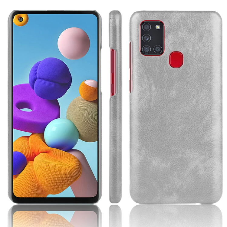 For Samsung Galaxy A21s Shockproof Litchi Texture PC + PU Case