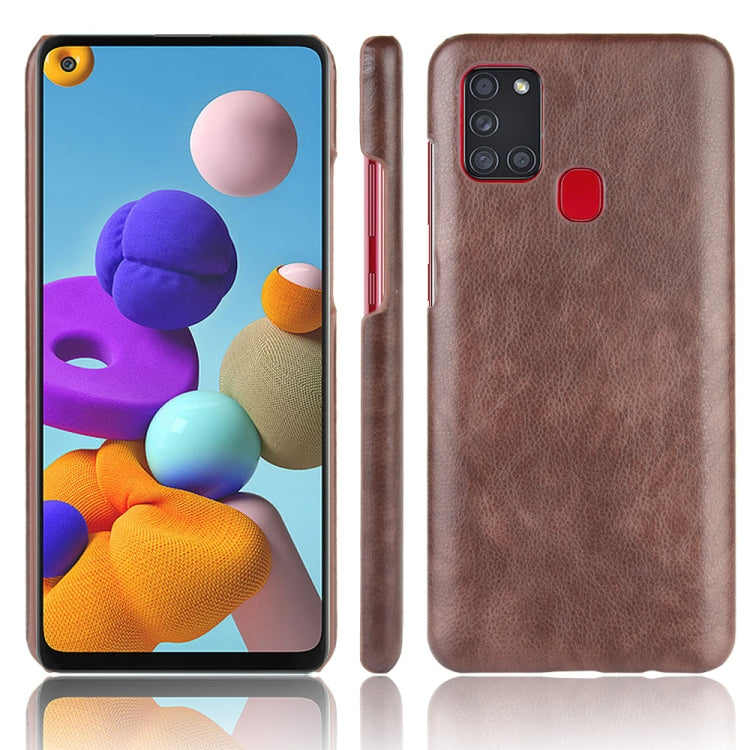 For Samsung Galaxy A21s Shockproof Litchi Texture PC + PU Case