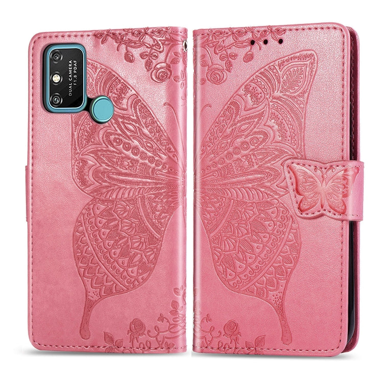For Huawei Honor 9A Butterfly Love Flower Embossed Horizontal Flip Leather Case with Bracket / Card Slot / Wallet / Lanyard