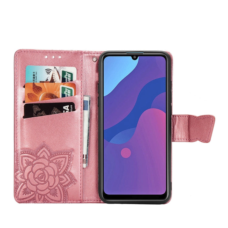 For Huawei Honor 9A Butterfly Love Flower Embossed Horizontal Flip Leather Case with Bracket / Card Slot / Wallet / Lanyard