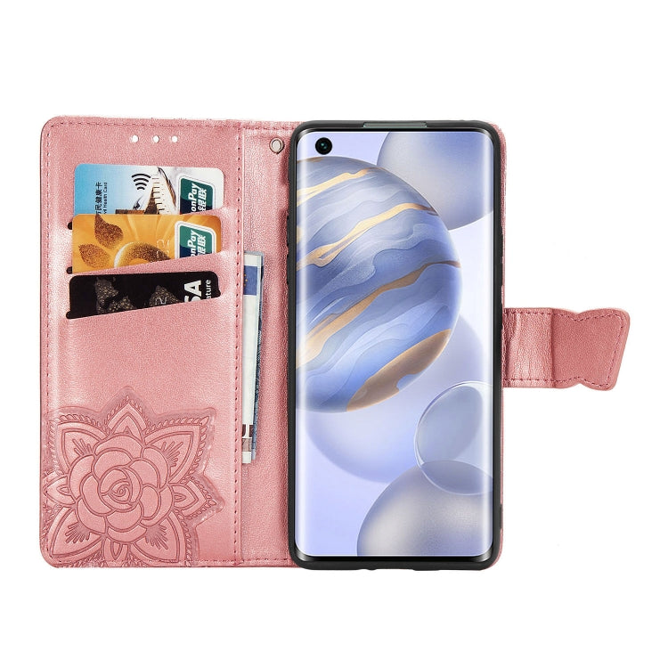 For Huawei Honor 30 Butterfly Love Flower Embossed Horizontal Flip Leather Case with Bracket / Card Slot / Wallet / Lanyard