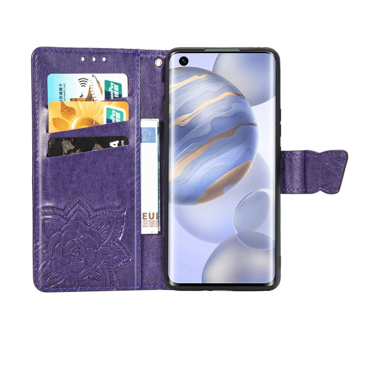 For Huawei Honor 30 Butterfly Love Flower Embossed Horizontal Flip Leather Case with Bracket / Card Slot / Wallet / Lanyard