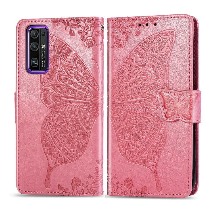 For Huawei Honor 30 Butterfly Love Flower Embossed Horizontal Flip Leather Case with Bracket / Card Slot / Wallet / Lanyard