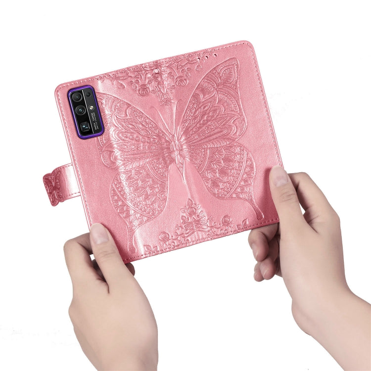 For Huawei Honor 30 Butterfly Love Flower Embossed Horizontal Flip Leather Case with Bracket / Card Slot / Wallet / Lanyard