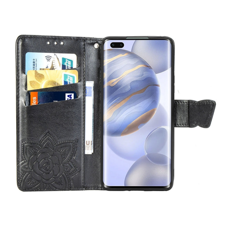 For Huawei Honor 30 Pro Butterfly Love Flower Embossed Horizontal Flip Leather Case with Bracket / Card Slot / Wallet / Lanyard