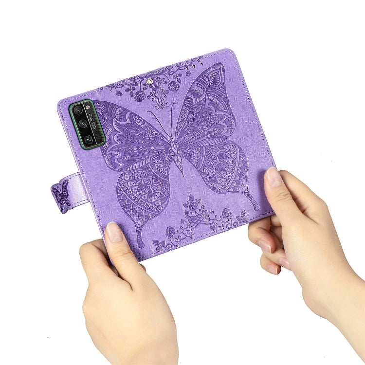 For Huawei Honor 30 Pro Butterfly Love Flower Embossed Horizontal Flip Leather Case with Bracket / Card Slot / Wallet / Lanyard
