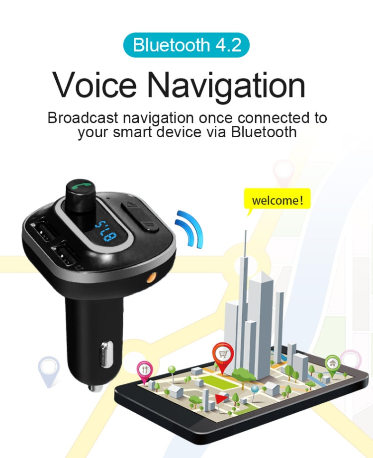 T19 Car Bluetooth Hands-Free Phone Car Charger Car Bluetooth MP3 Player black