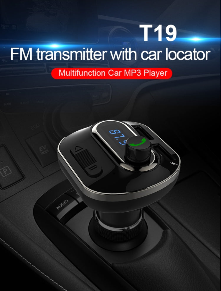 T19 Car Bluetooth Hands-Free Phone Car Charger Car Bluetooth MP3 Player black
