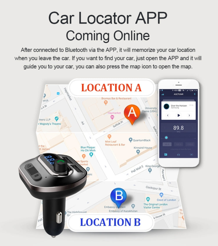 T19 Car Bluetooth Hands-Free Phone Car Charger Car Bluetooth MP3 Player black