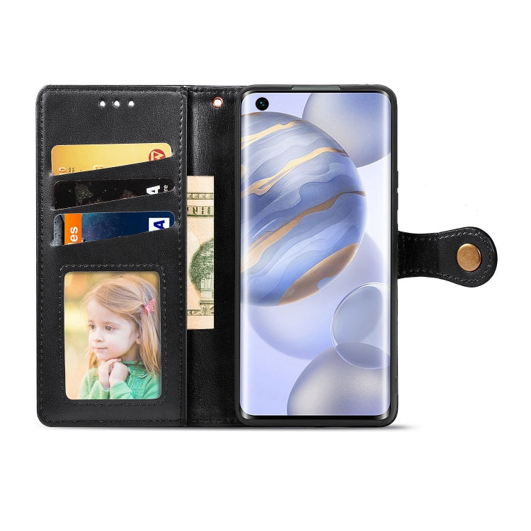 For Huawei Honor 30 Retro Solid Color Leather Buckle Phone Case with Lanyard & Photo Frame & Card Slot & Wallet & Stand Function