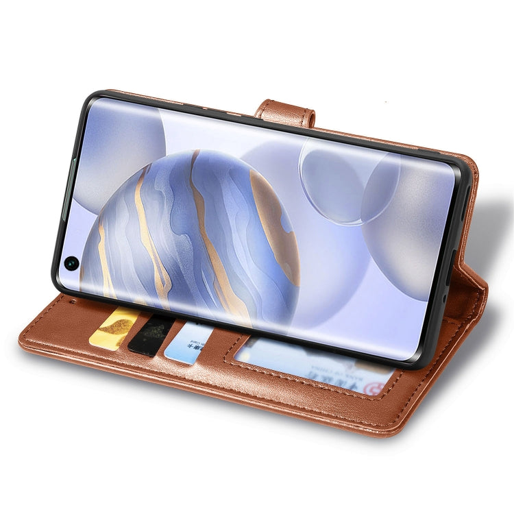 Huawei Honor 30 Pro Retro Solid Color Leather Buckle Phone Case with Lanyard & Photo Frame & Card Slot & Wallet & Stand Function