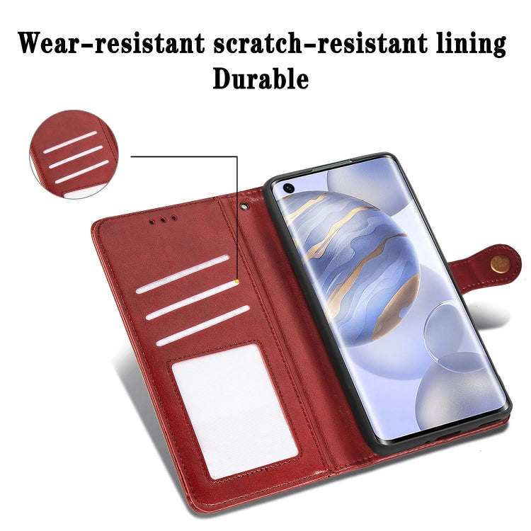 Huawei Honor 30 Pro Retro Solid Color Leather Buckle Phone Case with Lanyard & Photo Frame & Card Slot & Wallet & Stand Function