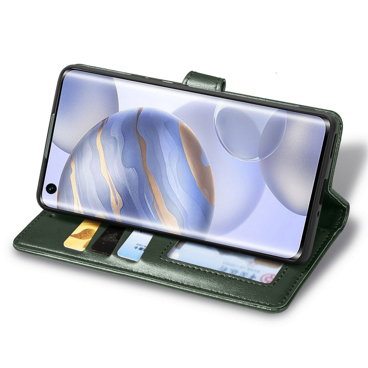 Huawei Honor 30 Pro Retro Solid Color Leather Buckle Phone Case with Lanyard & Photo Frame & Card Slot & Wallet & Stand Function