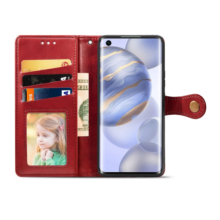 For Huawei Honor 30S Retro Solid Color Leather Buckle Phone Case with Lanyard & Photo Frame & Card Slot & Wallet & Stand Function