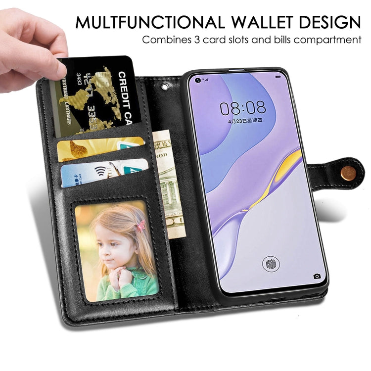 For Huawei Nova 7 Pro Retro Solid Color Leather Buckle Phone Case with Lanyard & Photo Frame & Card Slot & Wallet & Stand Function